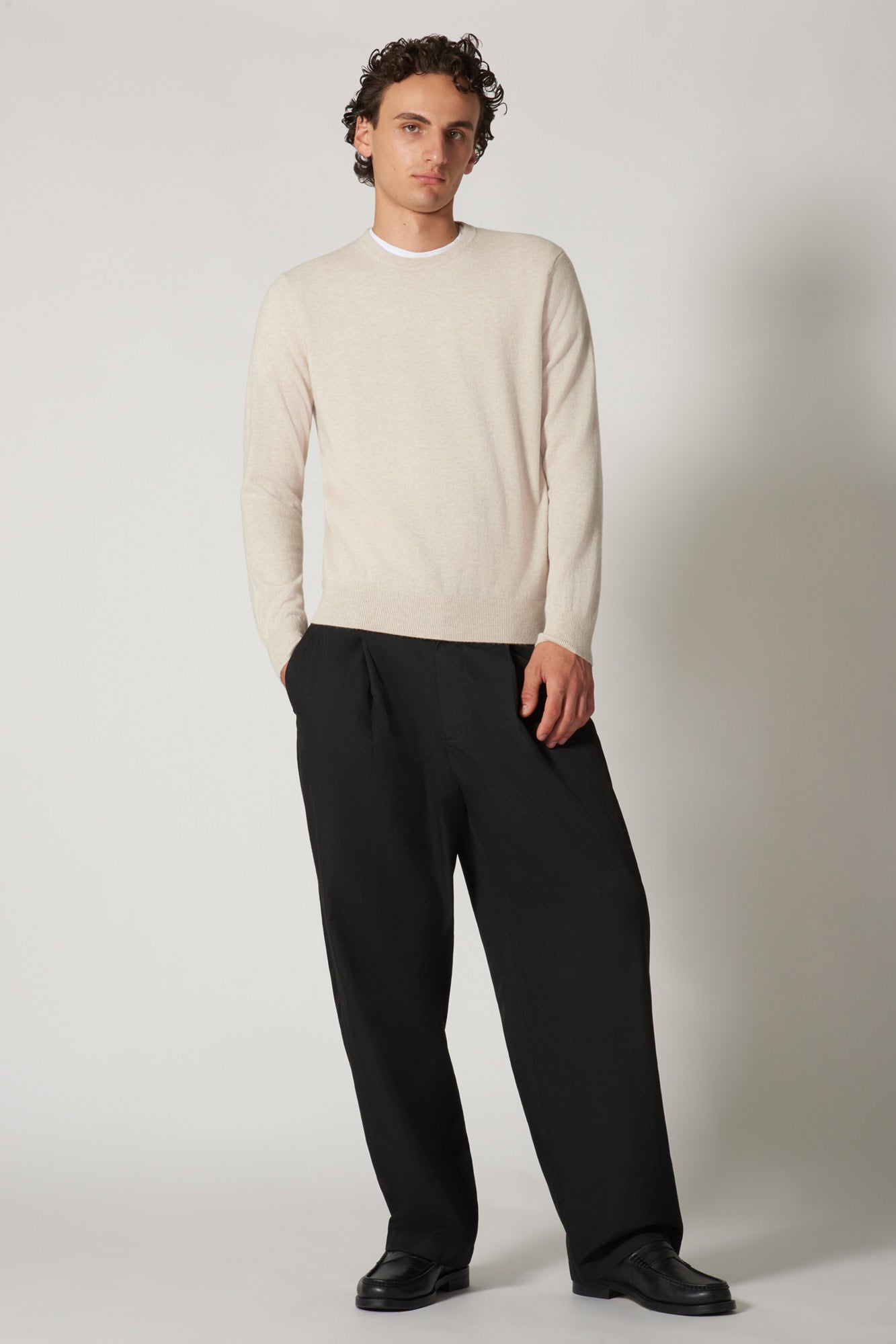 Maglia Girocollo in Puro Cashmere Avena