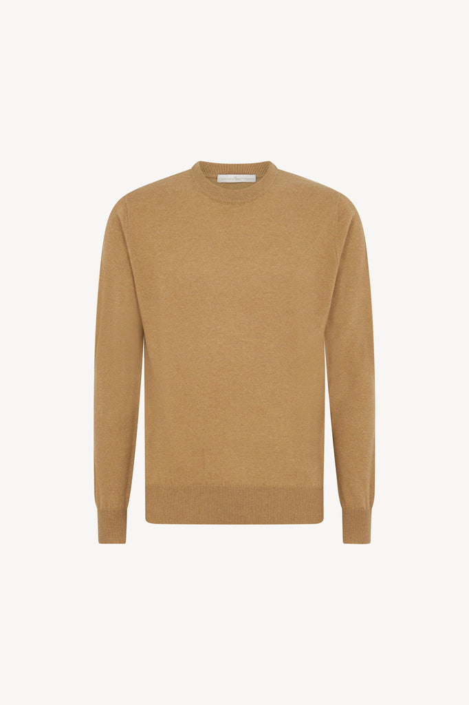 Maglia Girocollo in Puro Cashmere Cammello