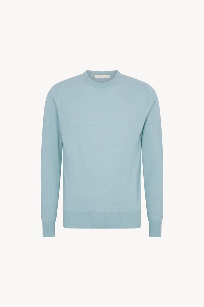 Maglia Girocollo in Puro Cashmere Acquamarina