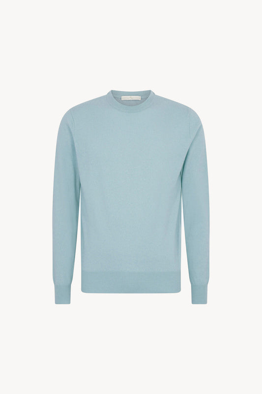 Maglia Girocollo in Puro Cashmere Acquamarina