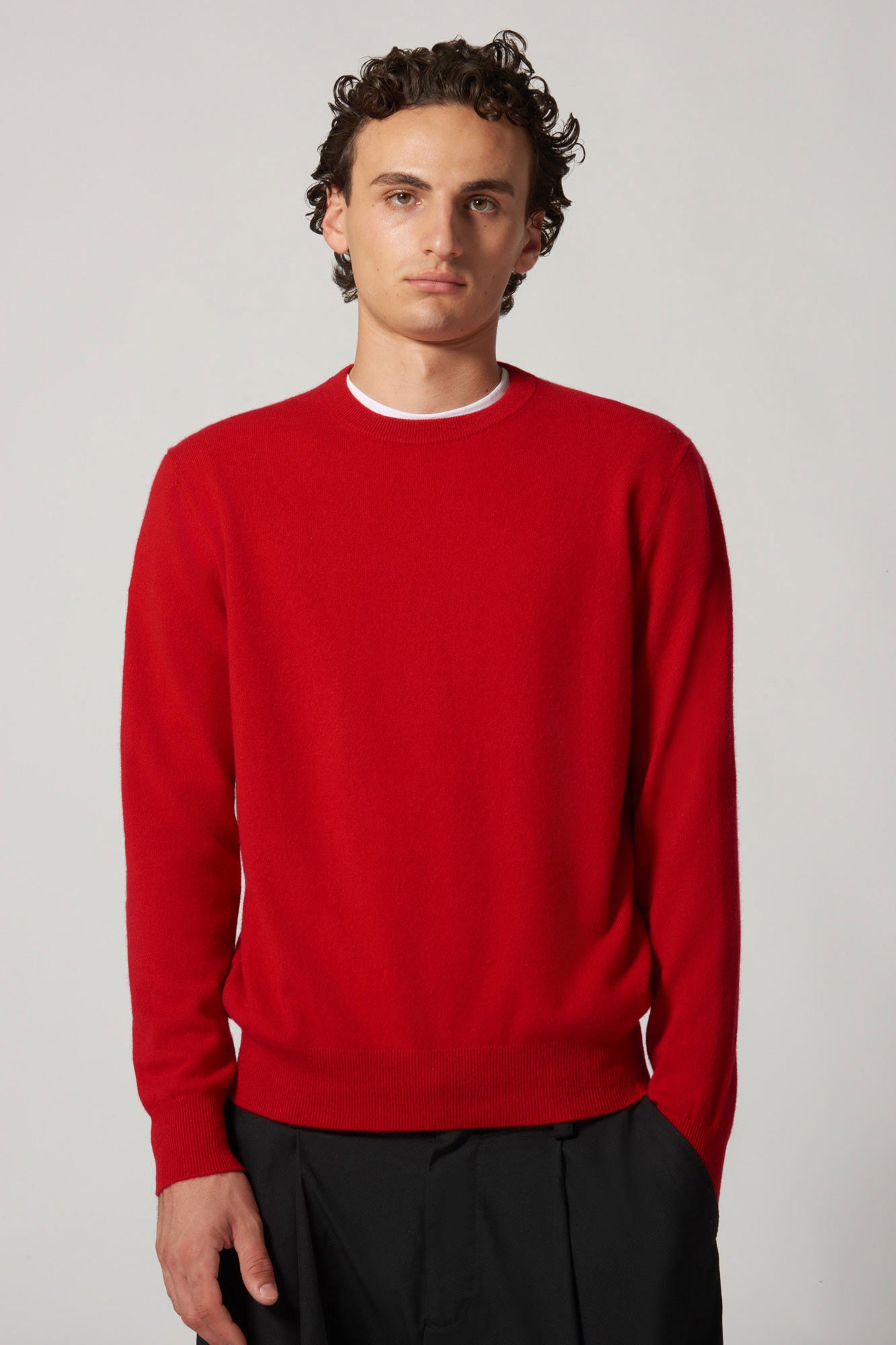 Maglia Girocollo in Puro Cashmere Rubino