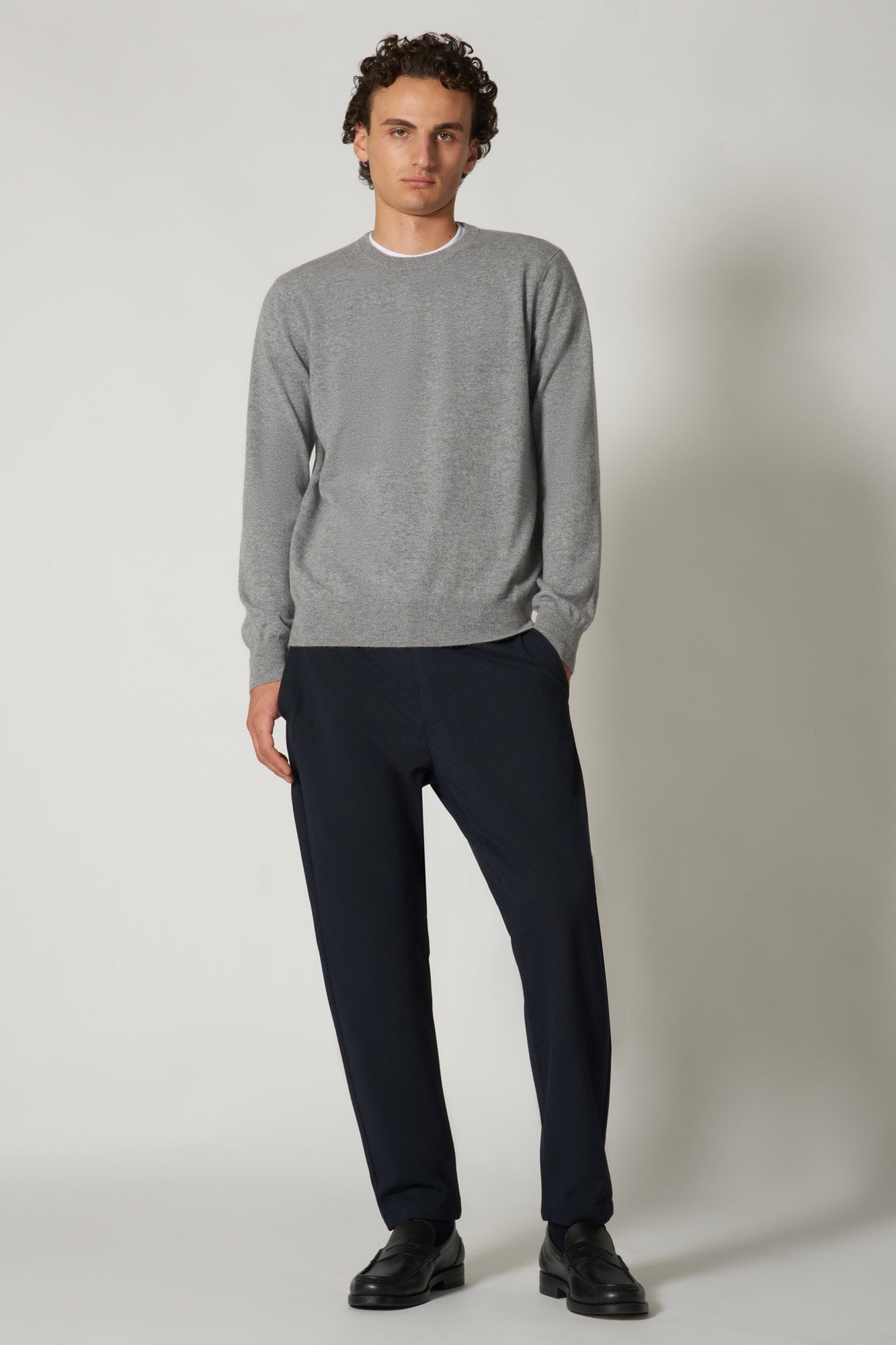 Maglia Girocollo in Puro Cashmere Silver