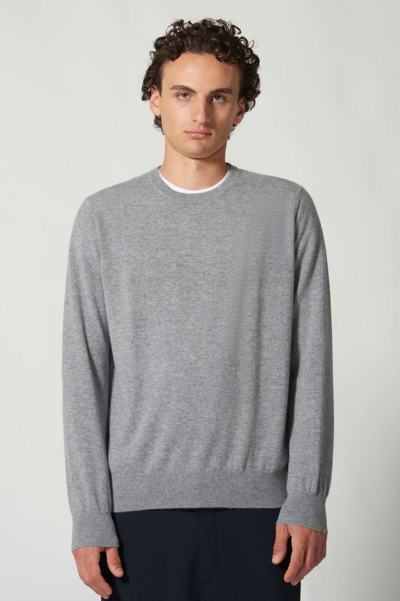 Maglia Girocollo in Puro Cashmere Silver