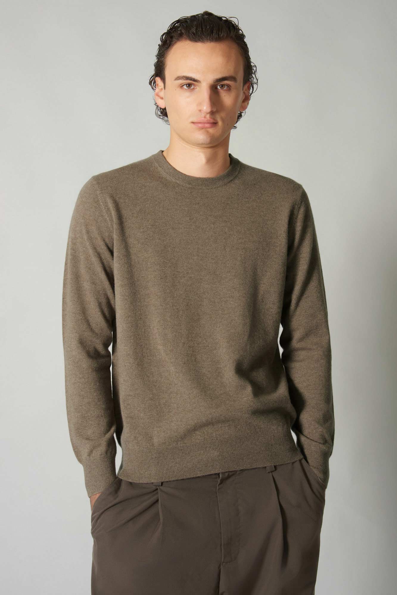 Maglia Girocollo in Puro Cashmere Dune