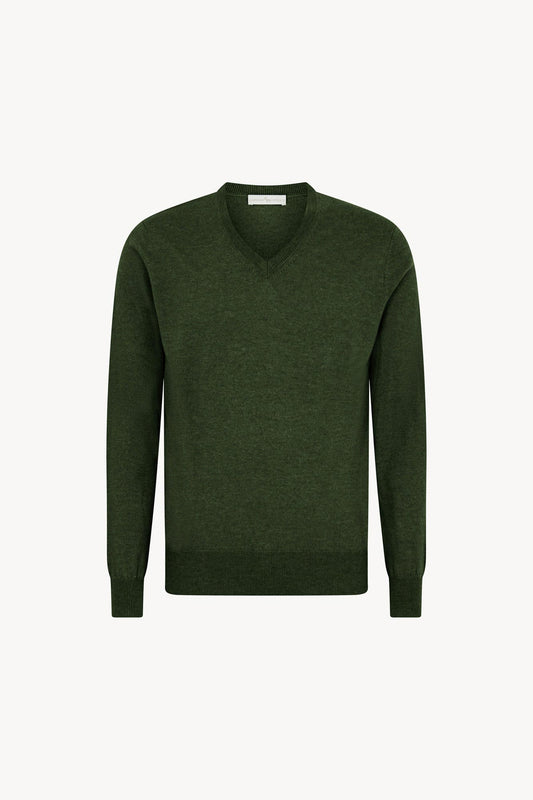 Maglia Scollo a V in Puro Cashmere Loden