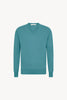 Maglia Scollo a V in Puro Cashmere Turchese