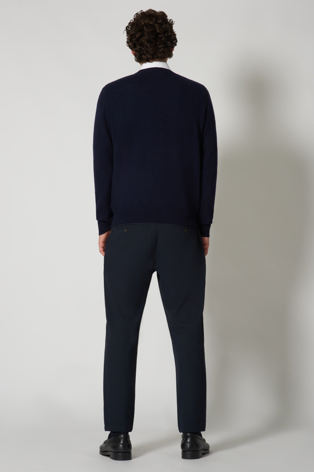 Maglia Scollo a V in Puro Cashmere Navy