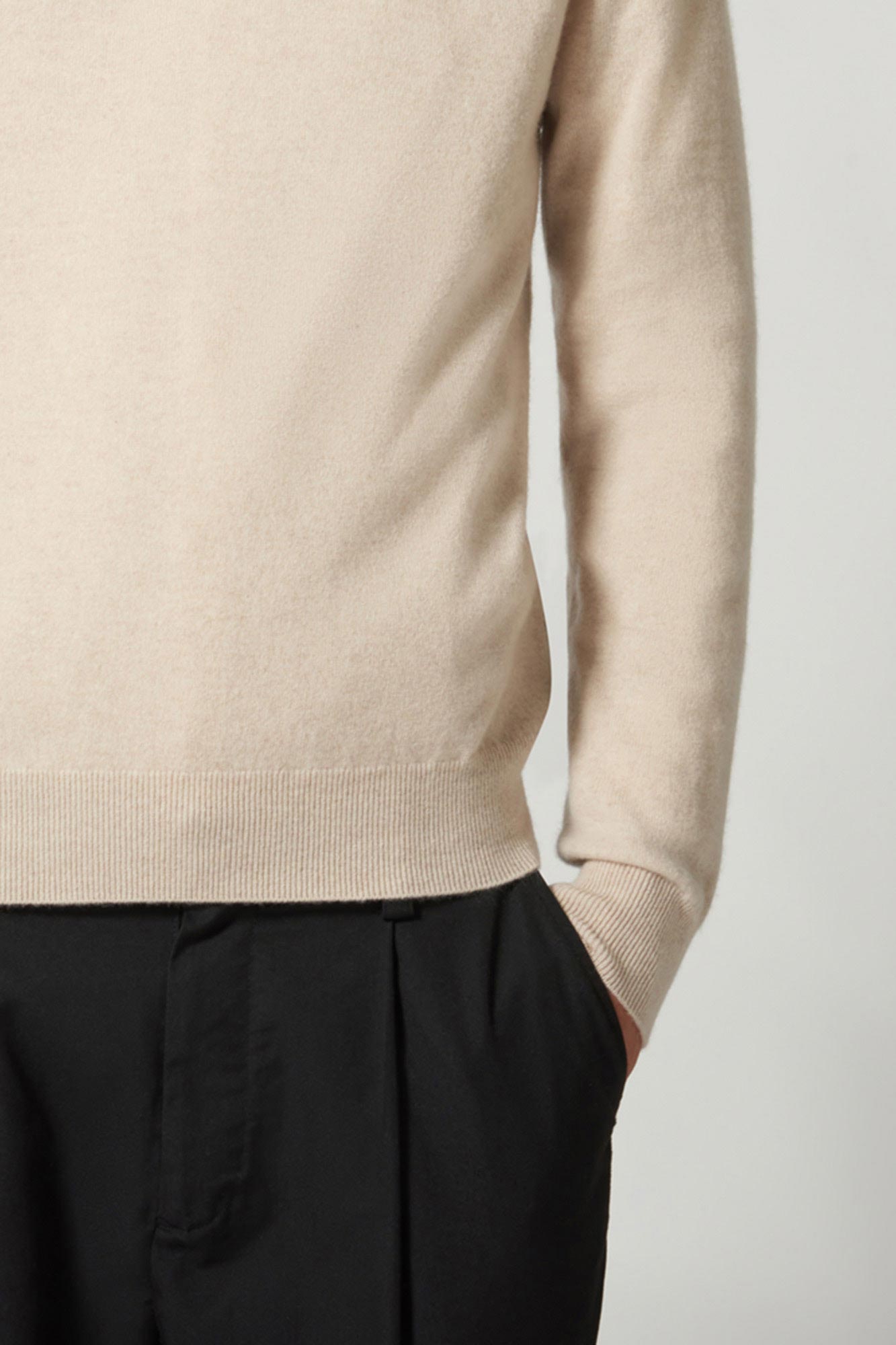 Pure Cashmere Oatmeal V-Neck Sweater