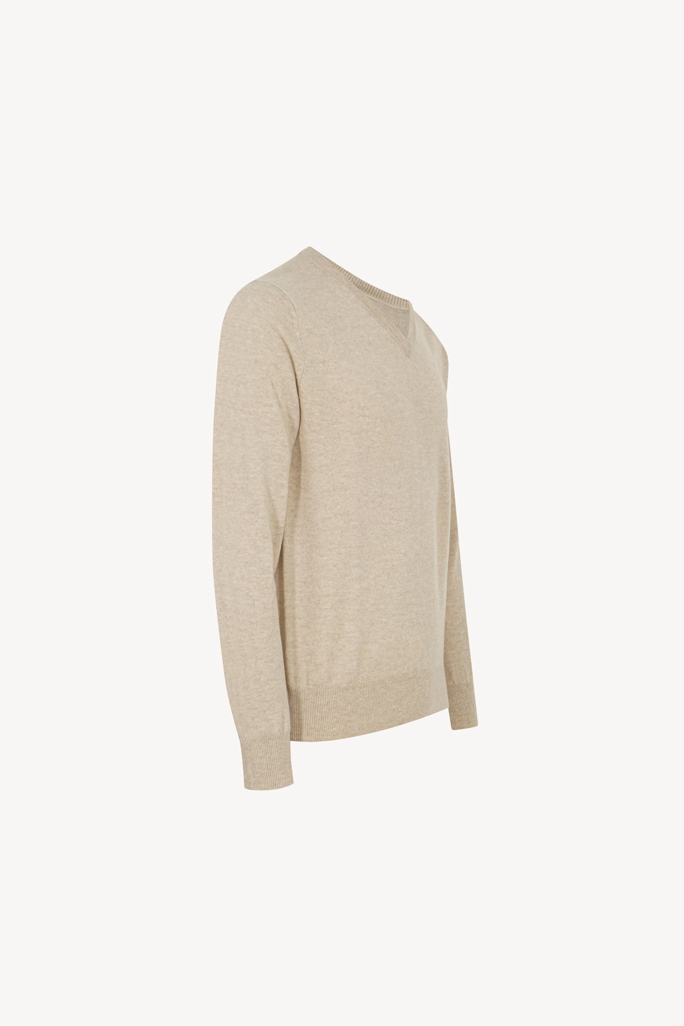 Pure Cashmere Oatmeal V-Neck Sweater