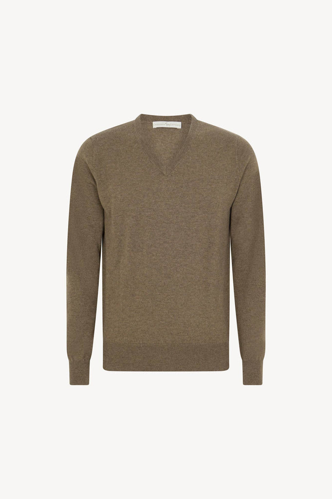 Maglia Scollo a V in Puro Cashmere Dune