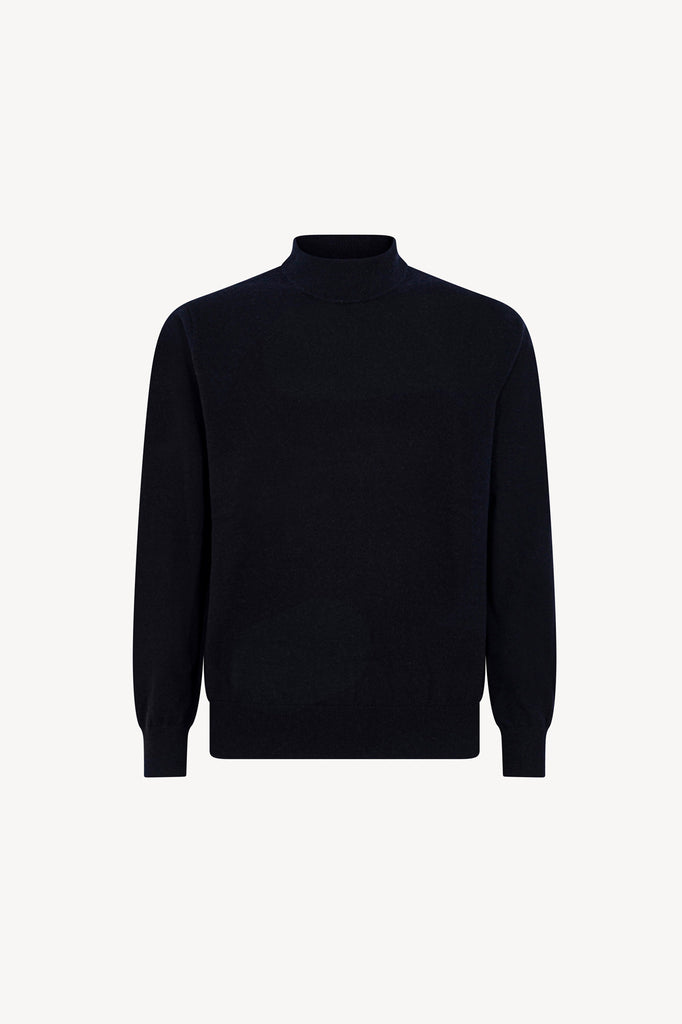 Maglia a Lupetto in Puro Cashmere Navy