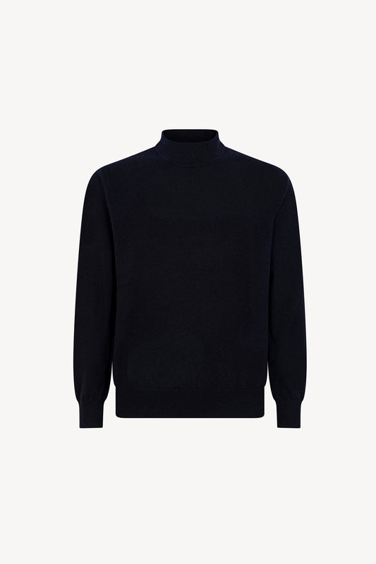 Maglia a Lupetto in Puro Cashmere Navy