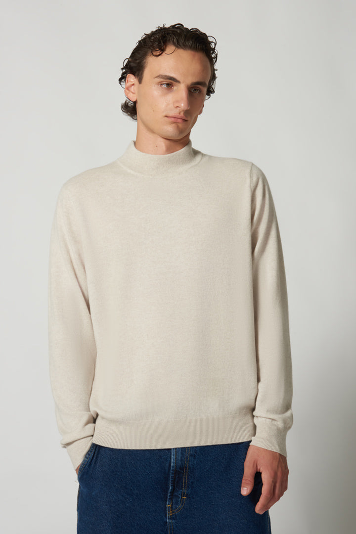 Maglia a Lupetto in Puro Cashmere Avena