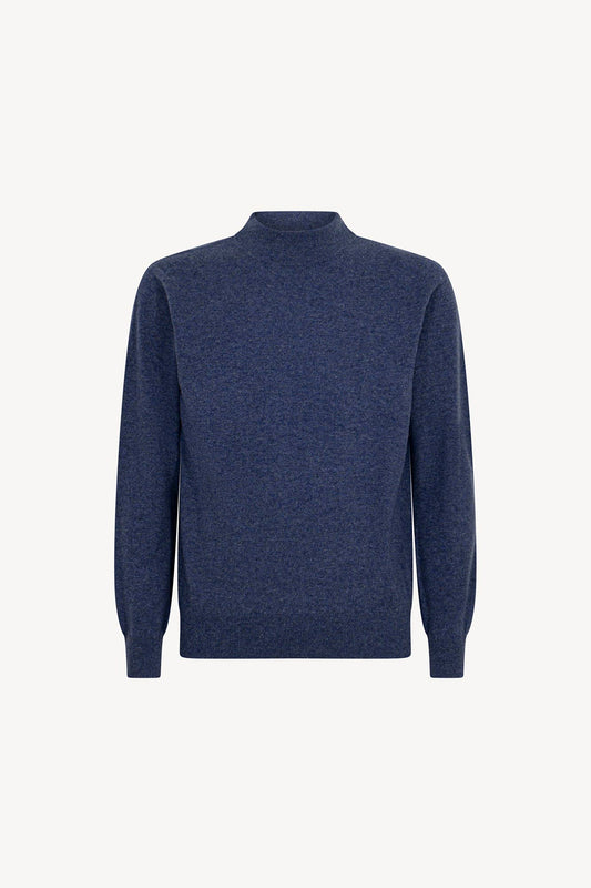 Maglia a Lupetto in Puro Cashmere Denim Scuro