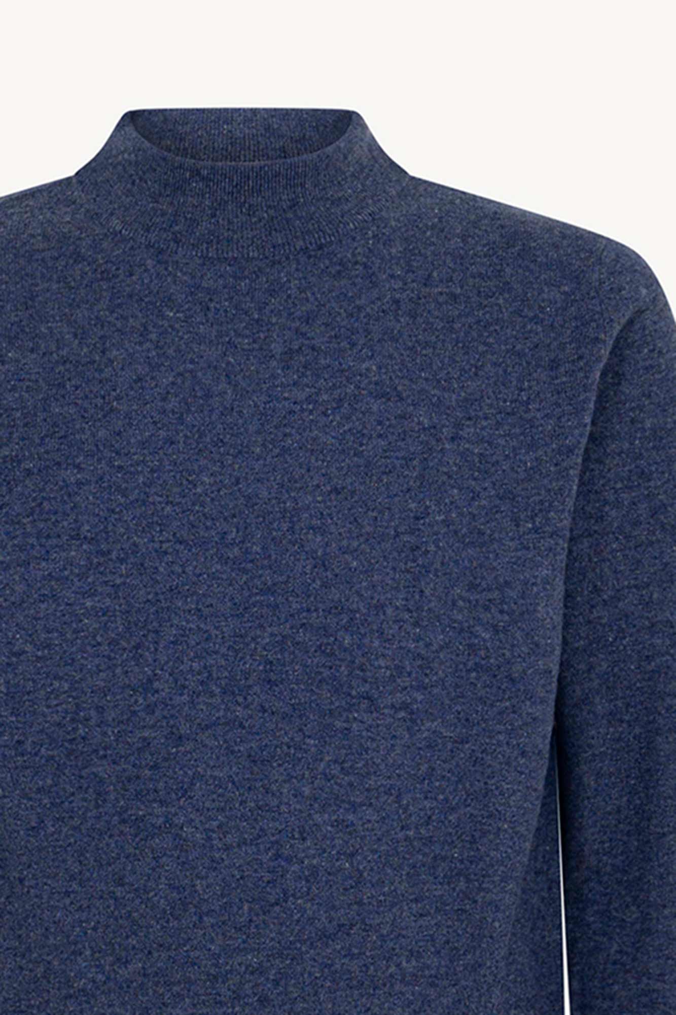 Maglia a Lupetto in Puro Cashmere Denim Scuro