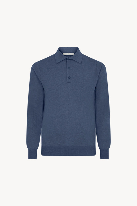 Polo in Puro Cashmere Denim Scuro