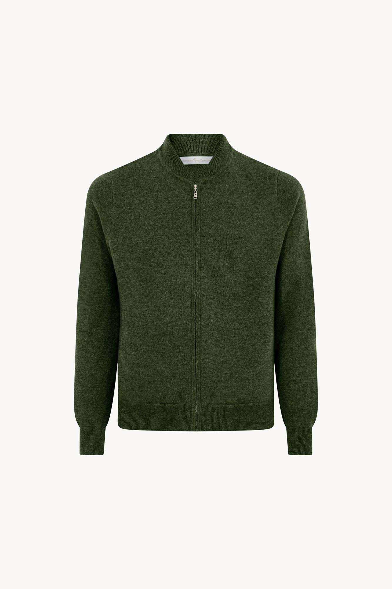 Pure Cashmere Loden Zip-Up Bomber Cardigan