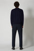 Bomber Cardigan with Zip in Pure Cashmere Navy