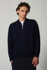 Bomber Cardigan with Zip in Pure Cashmere Navy