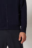 Bomber Cardigan with Zip in Pure Cashmere Navy