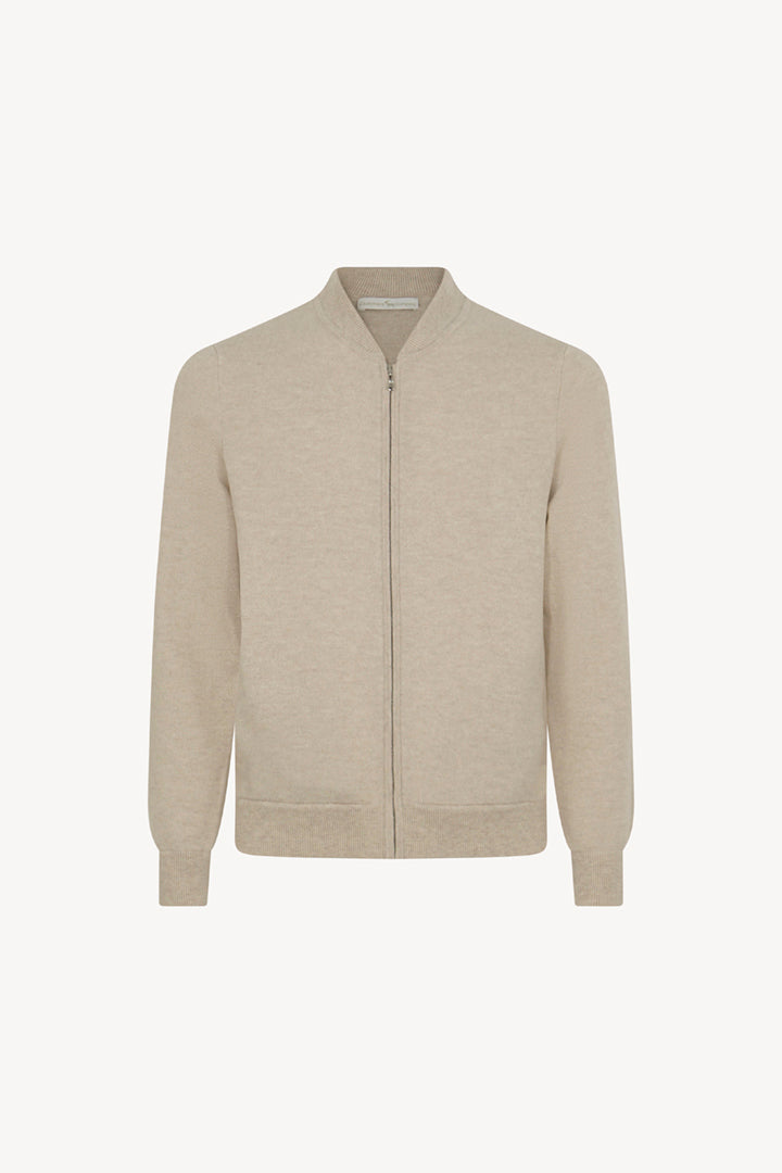 Oat Pure Cashmere Cardigan Bomber-Style with Full Zip
