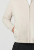 Cardigan a Bomber con Zip in Puro Cashmere Avena