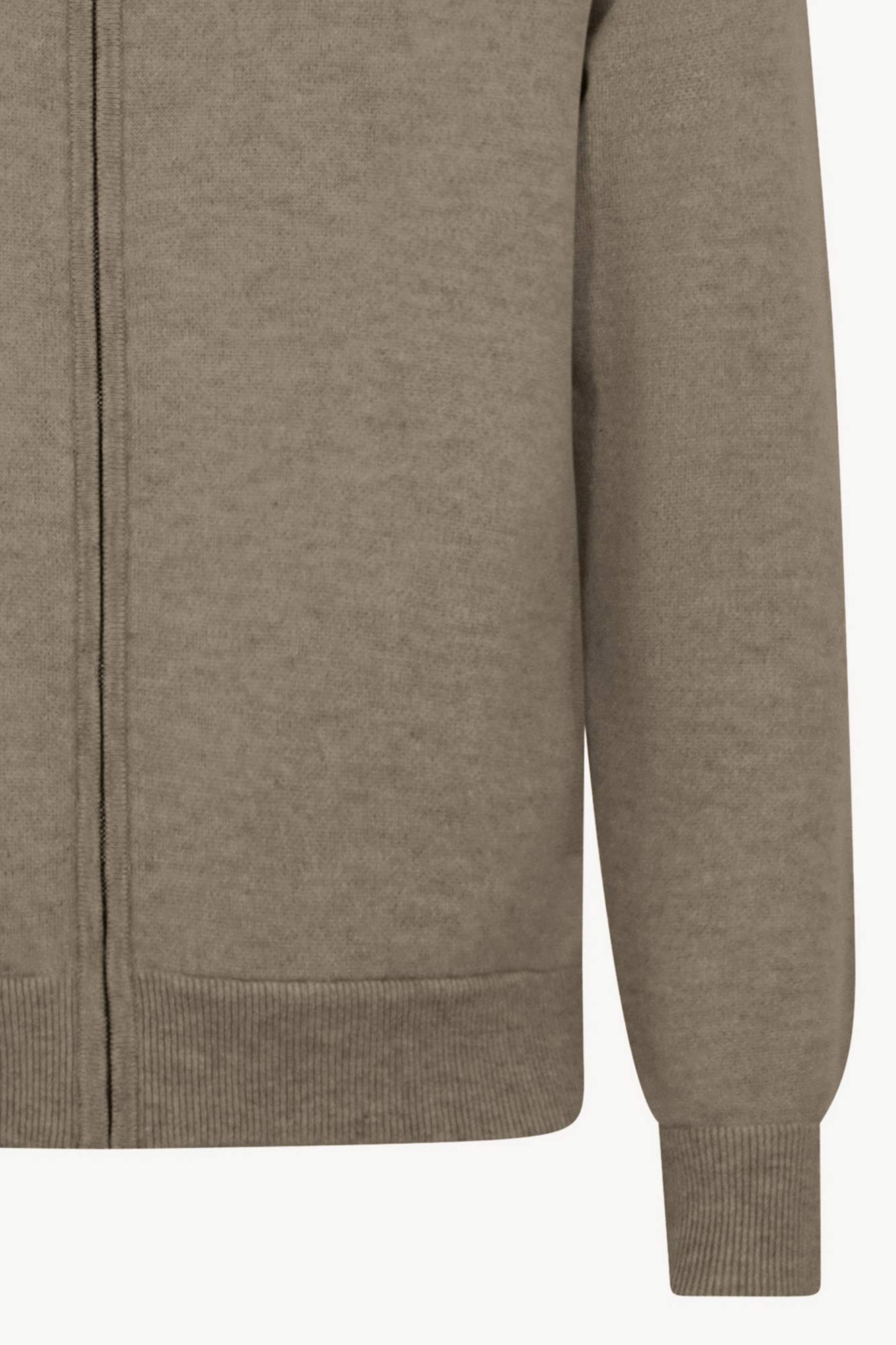Bomber Cardigan with Zip in Pure Cashmere Dune