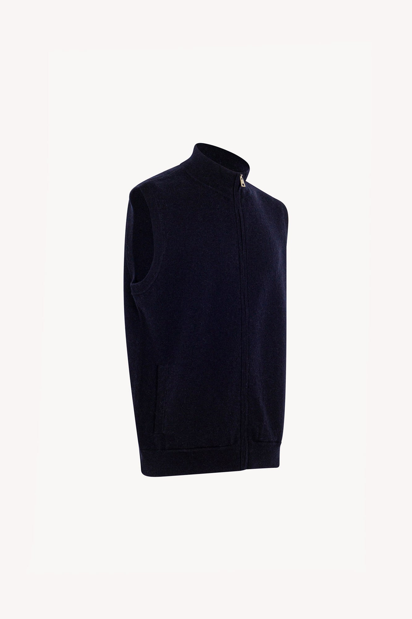 Gilet con Zip in Puro Cashmere Navy