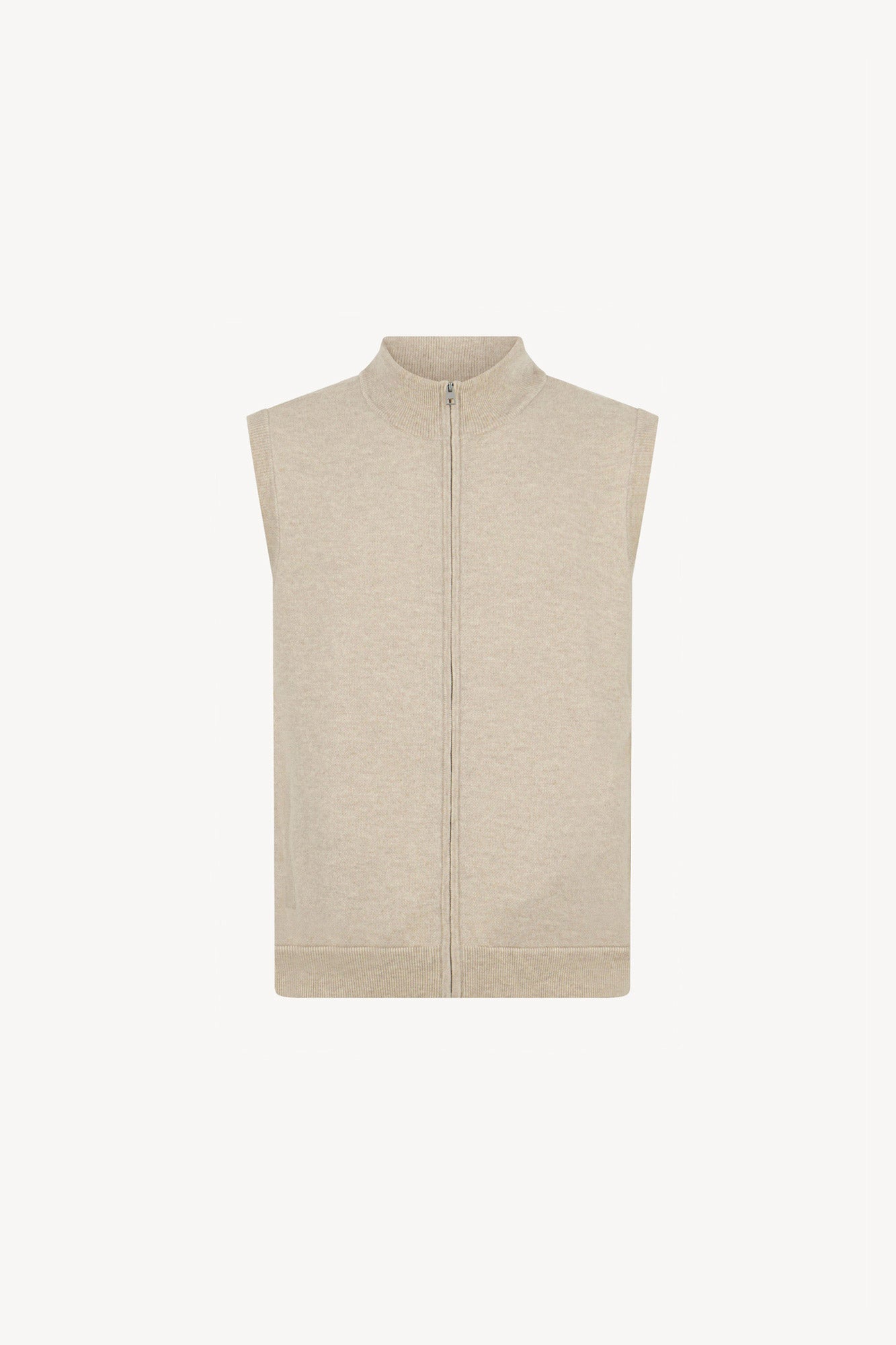 Gilet con Zip in Puro Cashmere Avena