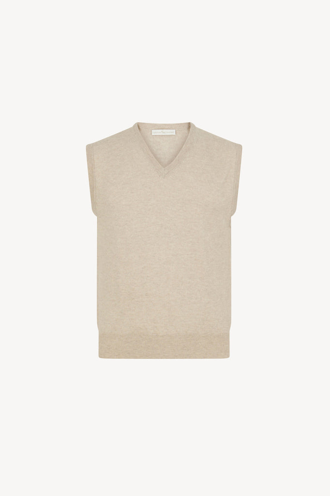 Pure Cashmere Oatmeal V-Neck Vest
