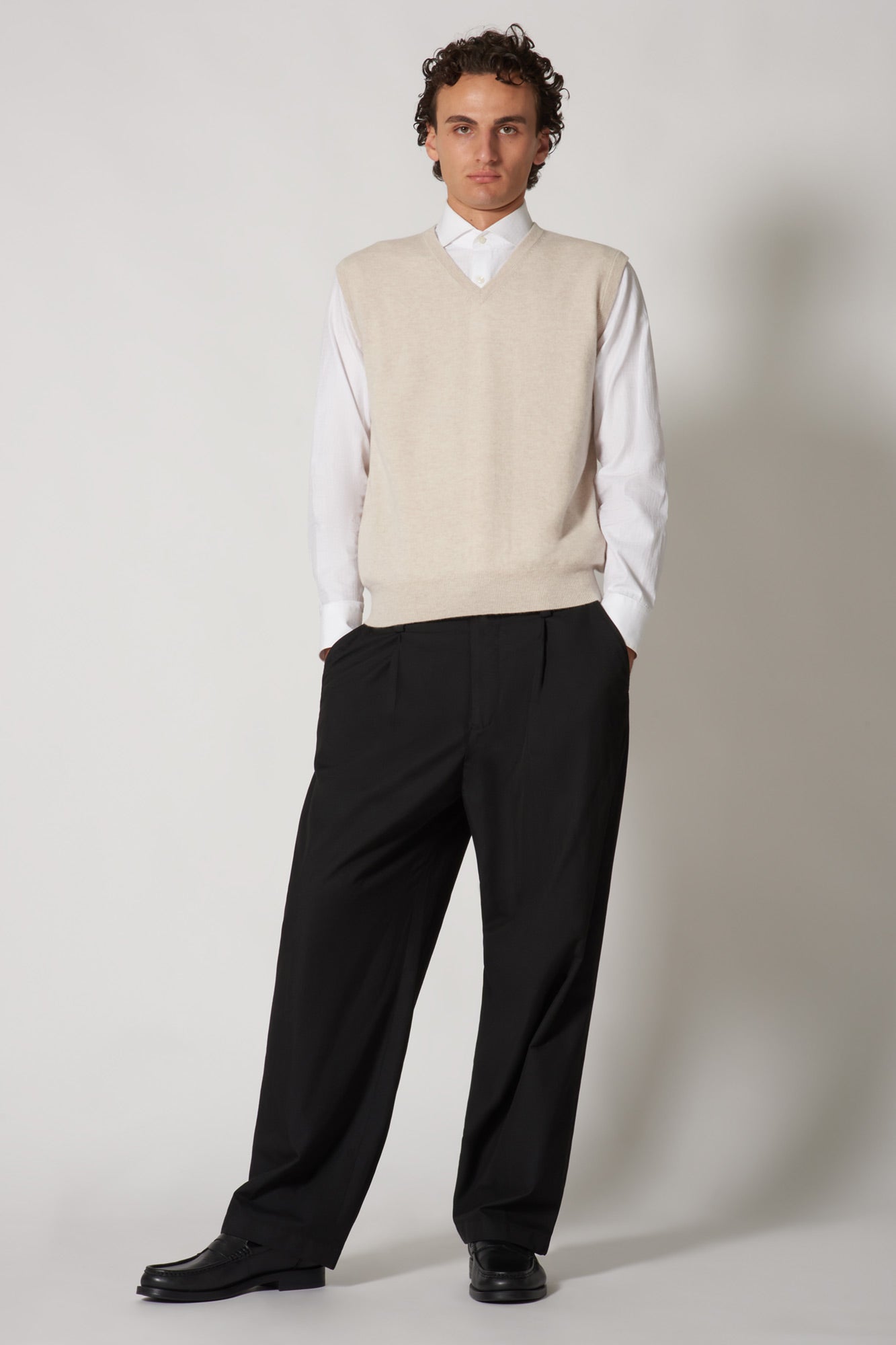 Pure Cashmere Oatmeal V-Neck Vest