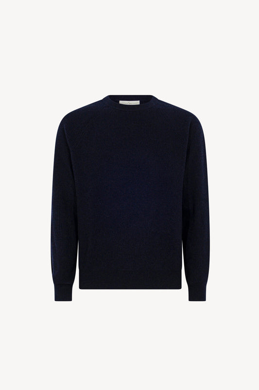 Girocollo a Costa Inglese in Puro Cashmere Navy