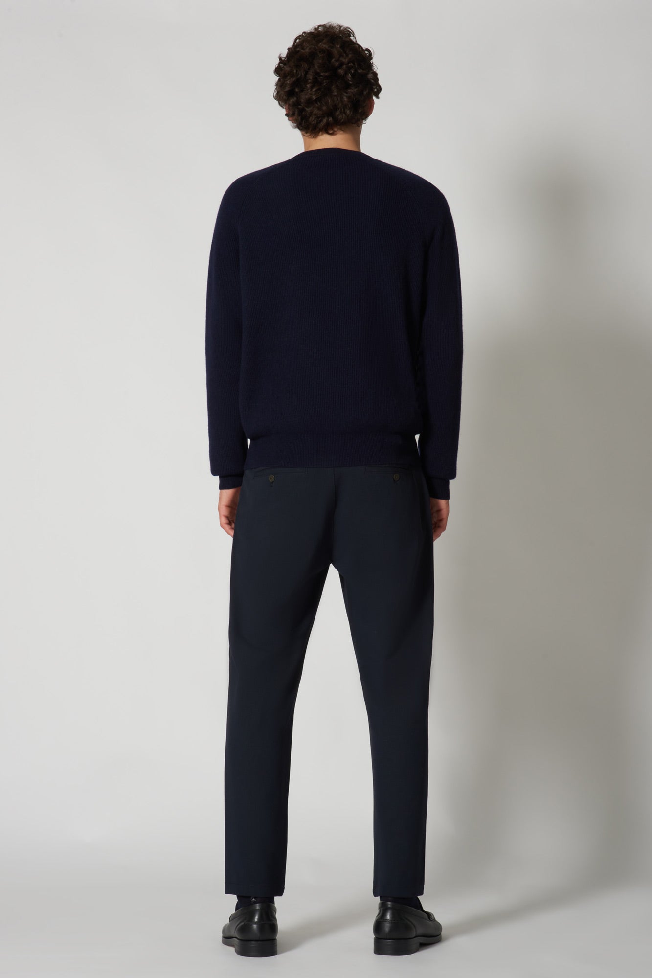 Girocollo a Costa Inglese in Puro Cashmere Navy