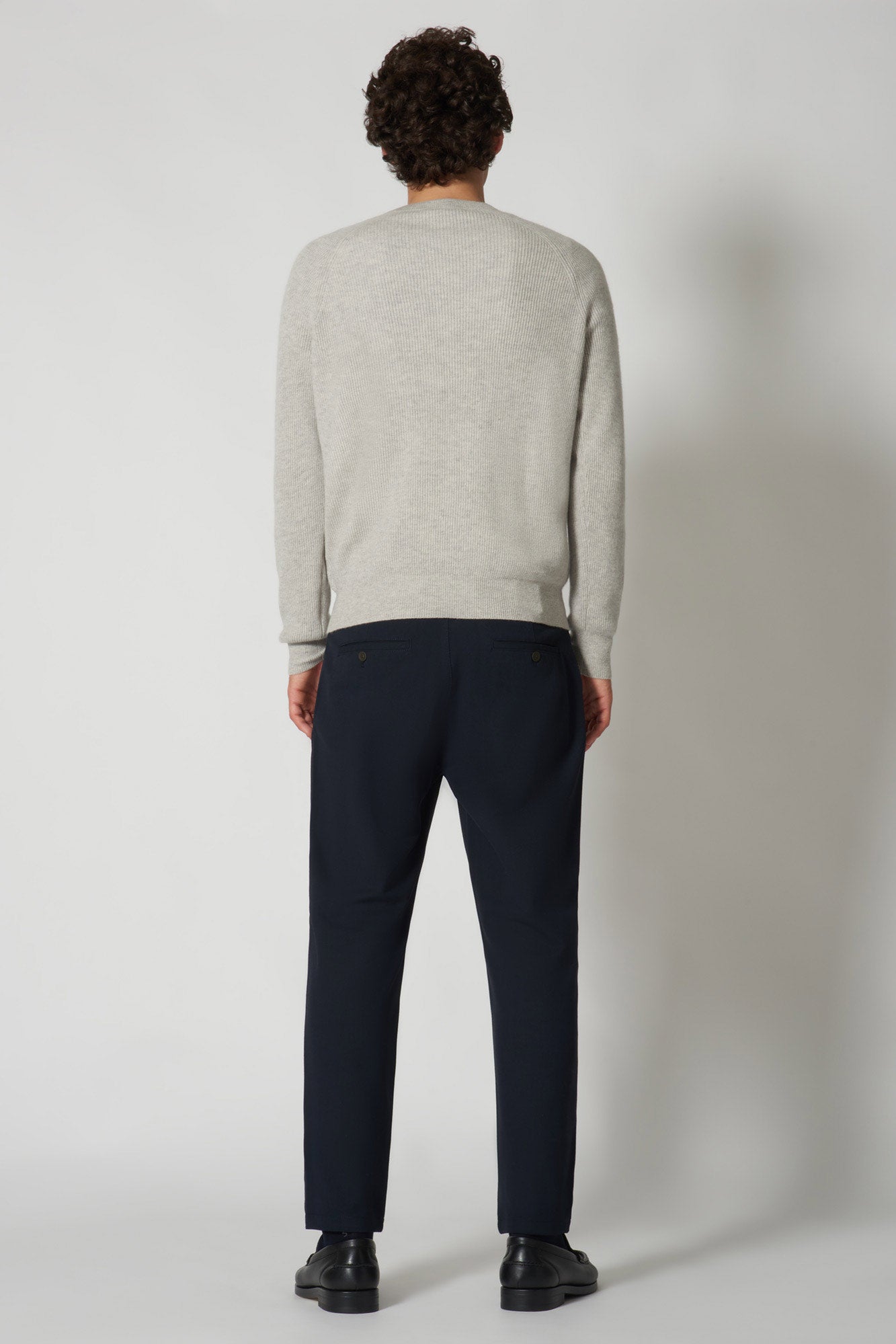 Girocollo a Costa Inglese in Puro Cashmere Pomice