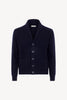 Cardigan Collo a Scialle a Costa Inglese in Puro Cashmere Navy