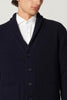 Cardigan Collo a Scialle a Costa Inglese in Puro Cashmere Navy