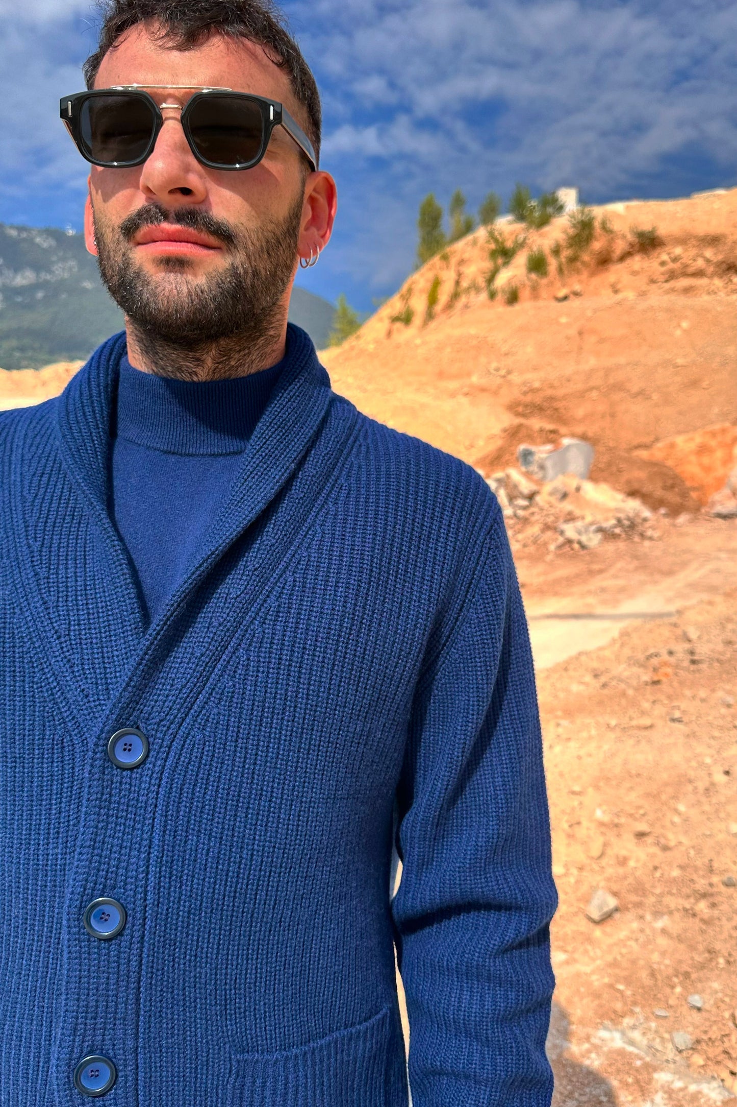 Cardigan Collo Scialle Costa Inglese Puro Cashmere