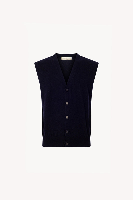 Gilet con Bottoni in Puro Cashmere Navy