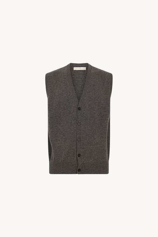 Gilet con Bottoni in Puro Cashmere Flanella