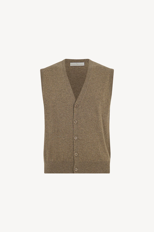 Gilet con Bottoni in Puro Cashmere Dune
