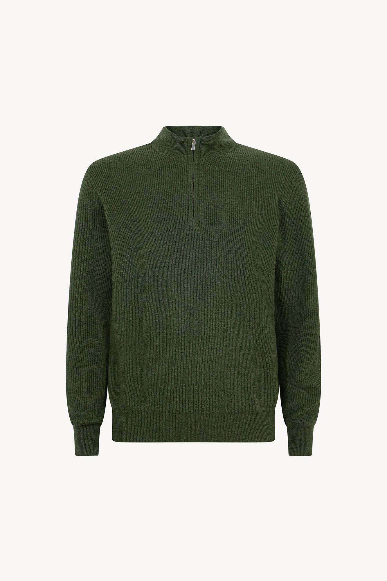 Lupetto Mezza Zip a Costa Inglese in Puro Cashmere Loden