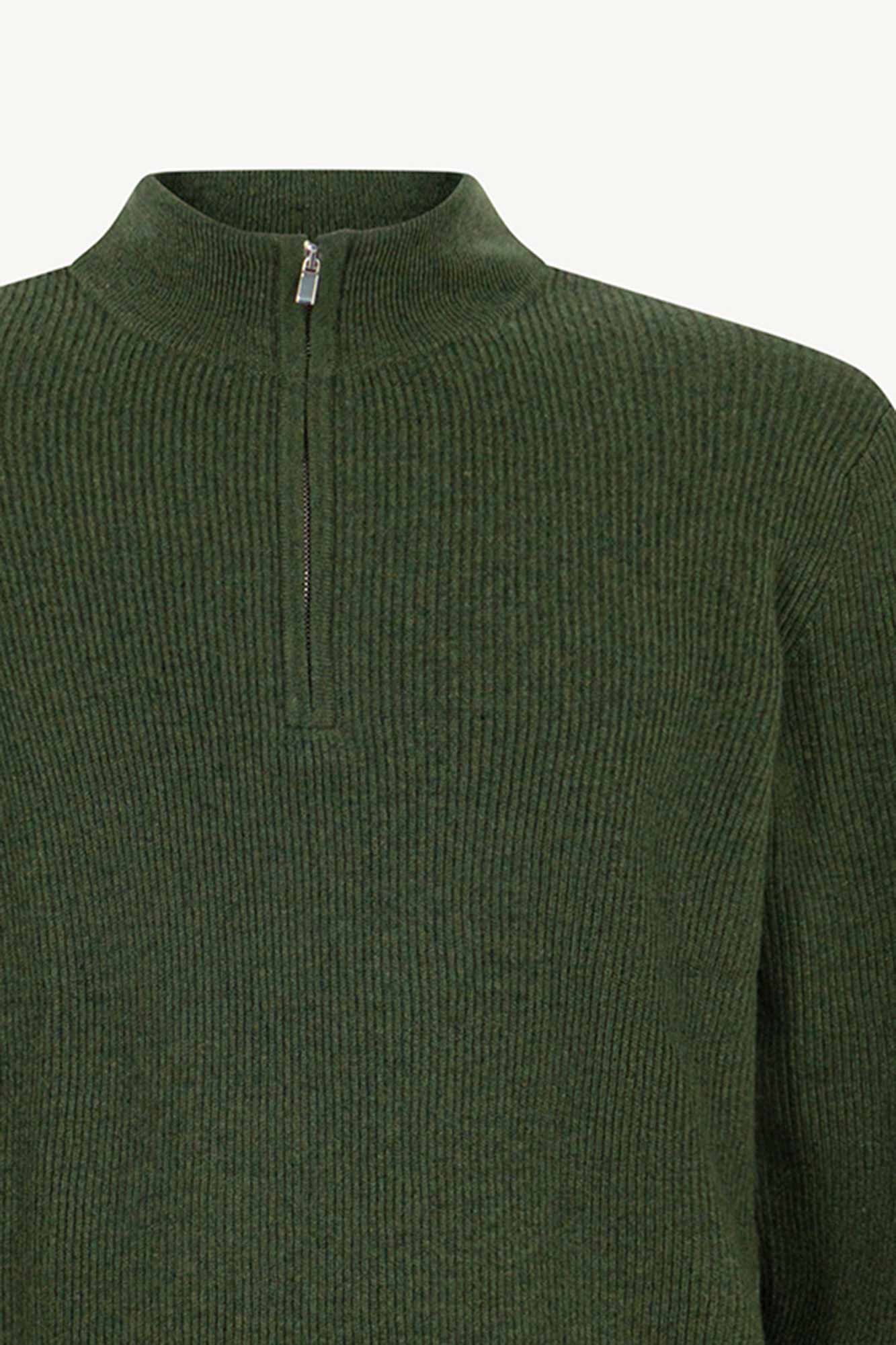 Lupetto Mezza Zip a Costa Inglese in Puro Cashmere Loden