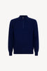 Lupetto Mezza Zip a Costa Inglese in Puro Cashmere Ink Blue