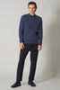 Lupetto Mezza Zip a Costa Inglese in Puro Cashmere Ink Blue