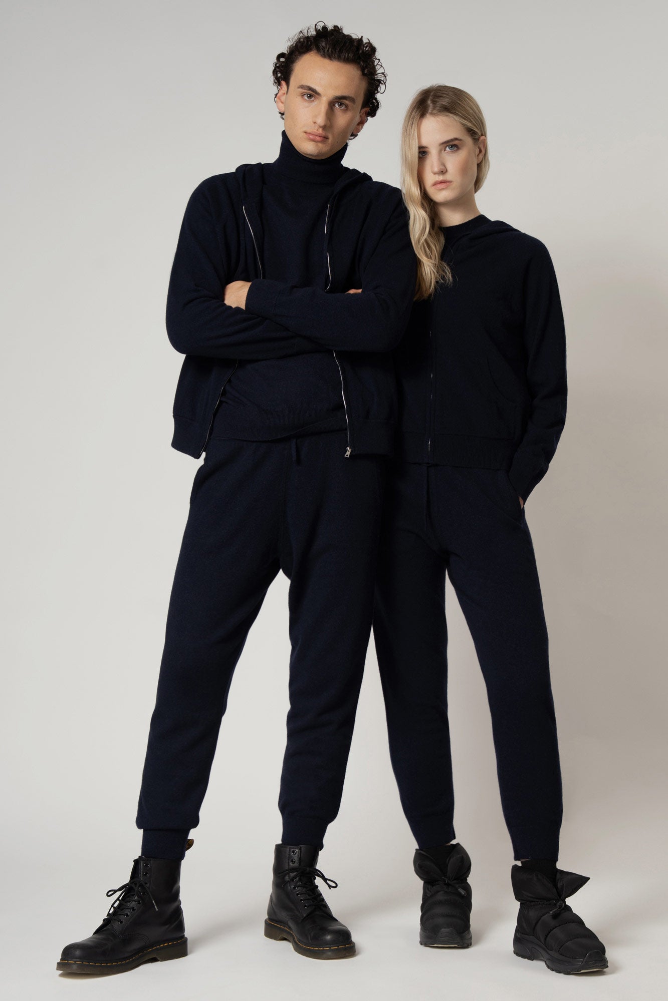Pantaloni Jogging Unisex in Puro Cashmere Navy