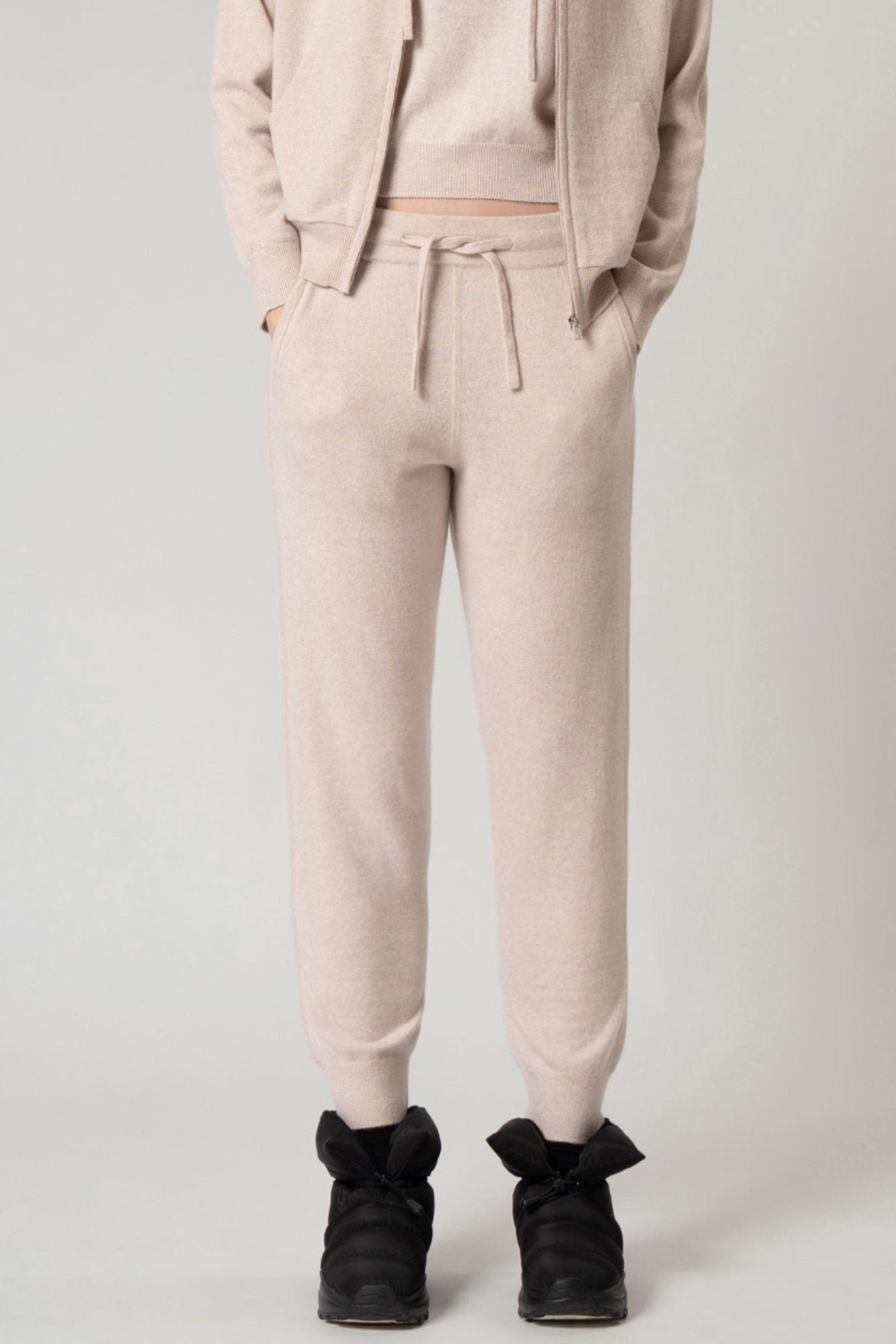 Pantaloni Jogging Unisex in Puro Cashmere Avena