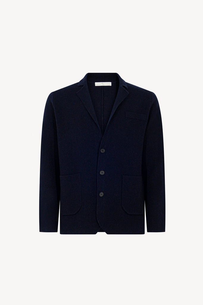 Blazer in Maglia Stoffa in Puro Cashmere Navy