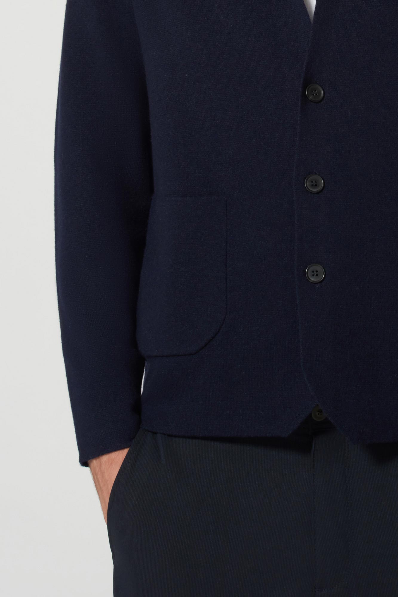 Blazer in Maglia Stoffa in Puro Cashmere Navy
