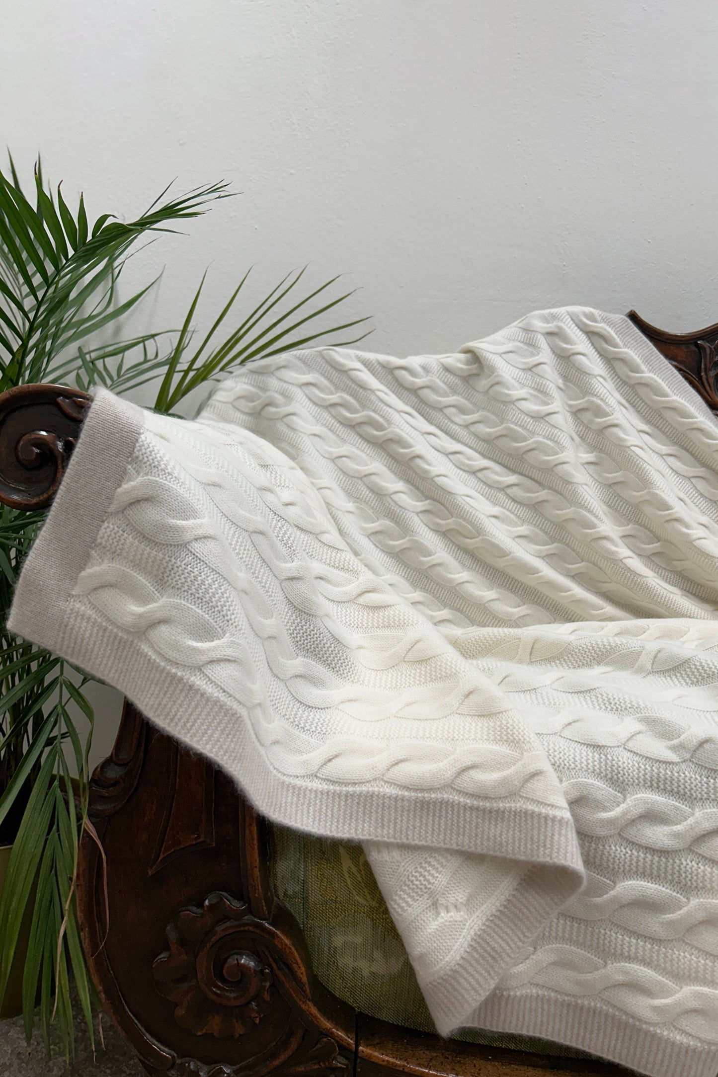 Plaid in Maglia a Trecce Puro Cashmere