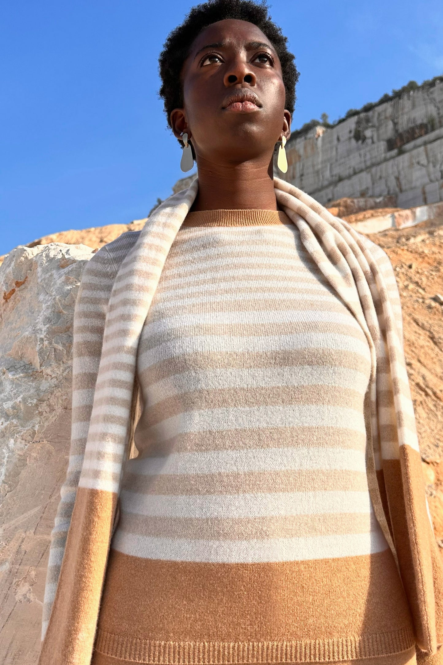 Girocollo Velo Righe Puro Cashmere